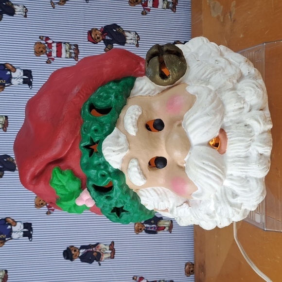 Vintage 1997 Matrix Santa Claus molded light up head moon & stars Christmas - Picture 1 of 6